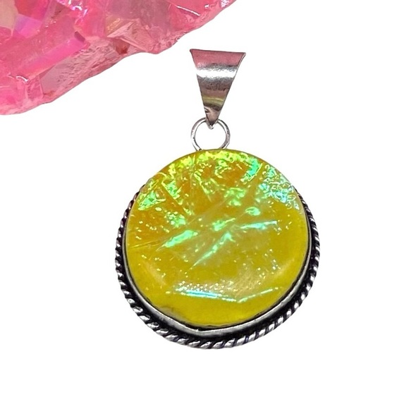 Jewelry - Triplet Opal Yellow Necklace Pendant 925 Sterling Silver Overlay
